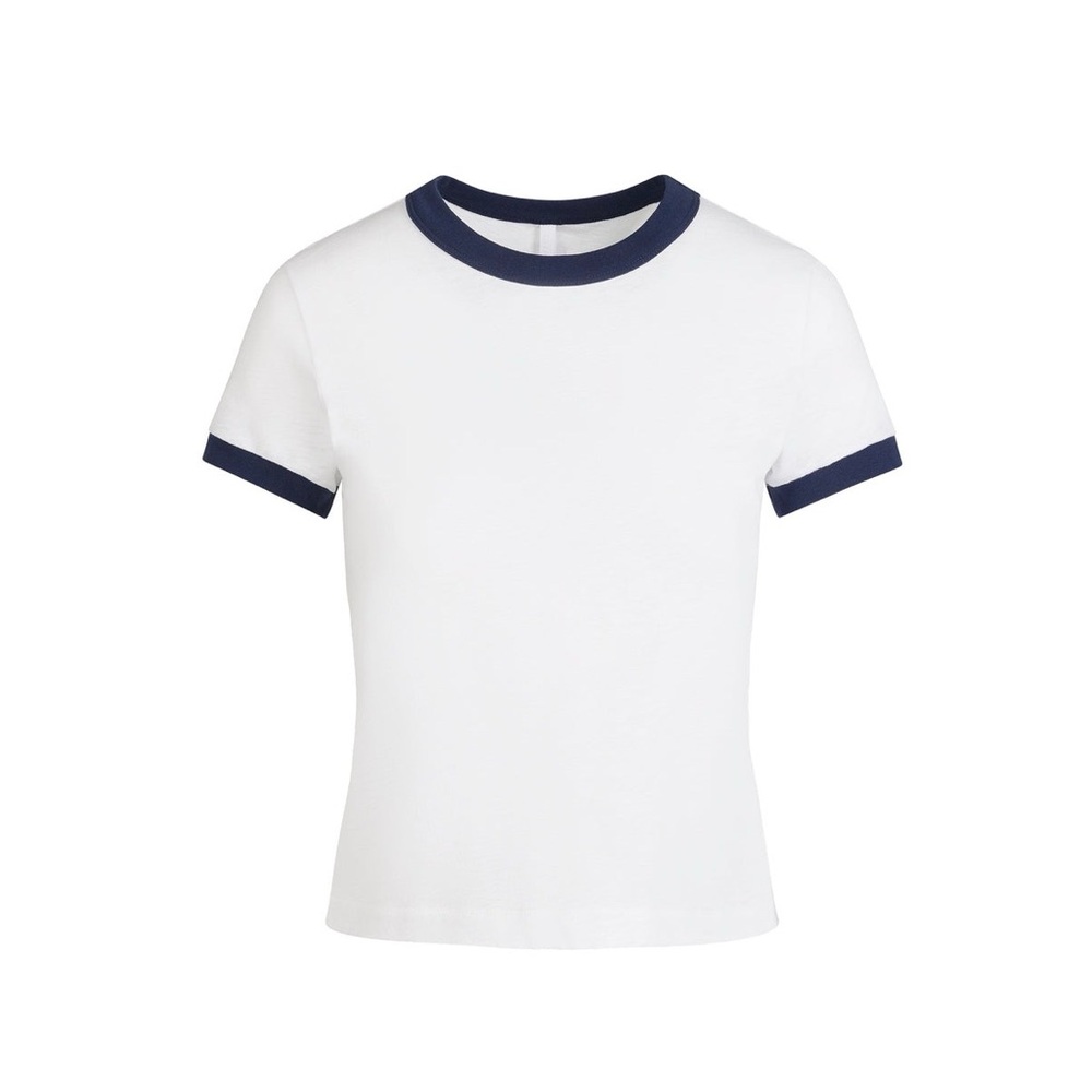 SKIMS Worn in Jersey Ringer Tee in Snow Contrast, L